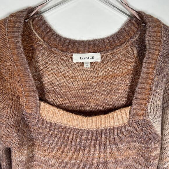 L*Space Paige Square Neck Cropped Pullover Sweater S Temescal Canyon Knit Cozy - Picture 5 of 10